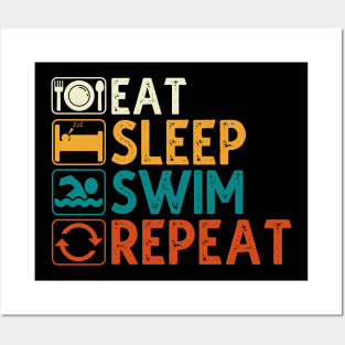 Eat Sleep Swim Repeat Posters and Art